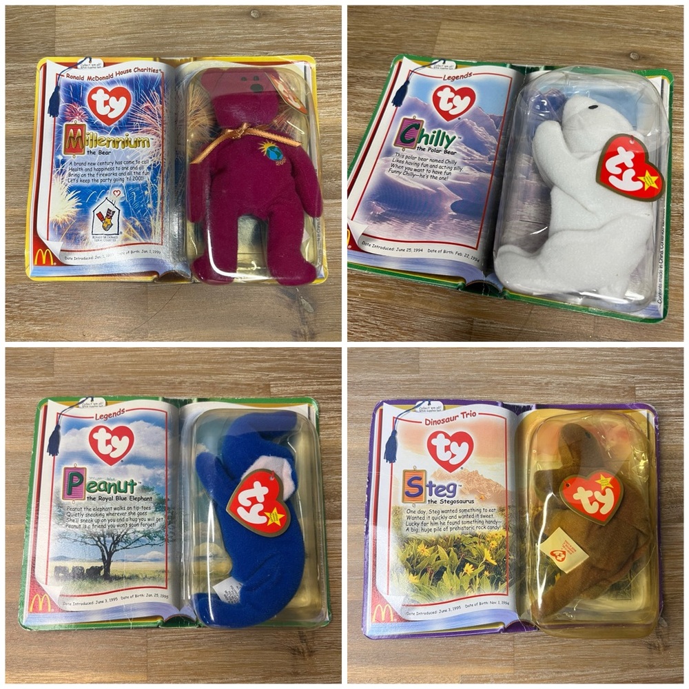 TY‎ Beanie Babies Millennium, Chilly, Peanut & Steg Set - Multicolor
